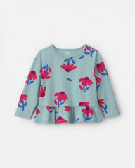Toddler Girl Floral Long-Sleeve Peplum Top - Blue/Red