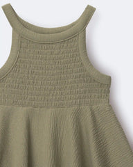Toddler Girl Smocked Peplum Top - Olive