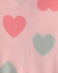 Toddler Girl 1-Piece Hearts 100% Cotton Snug Fit Footed Pajama - Pink