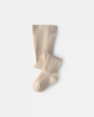 Baby Girl Ribbed Tights - Cream