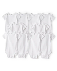 Baby 10-Pack Short Sleeve Cotton Bodysuits - White