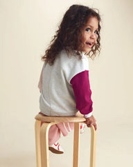 Toddler Girl 'Team Cozy' French Terry Pullover Sweatshirt - Grey/Pink/Purple
