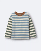 Toddler Long-Sleeve Relaxed Tee in Stripes - Blue/Olive