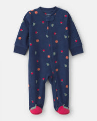 Baby Girl Fruit Fleece 2-Way Zip Sleep & Play Pajamas - Blue
