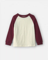 Boys Color Block Long-Sleeve T-Shirt - Cream/Burgundy