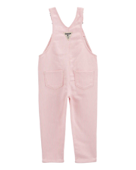 Toddler Knit Denim Hickory Stripe Overalls - Pink