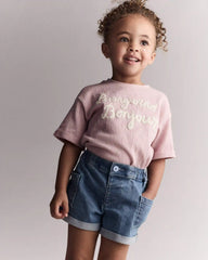 Toddler Girl Mom Shorts in Denim