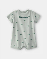 Baby Boy 'Expert Crawler' Snail Short-Sleeve Romper - Green