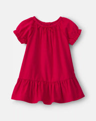 Baby Girl Corduroy Short-Sleeve Dress - Red