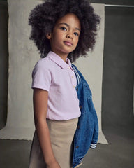 Girls 2-Pack Uniform Piqué Polo Shirts - Pink