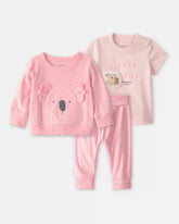 Baby Girl 3-Piece Koala Terry Layering Set - Pink