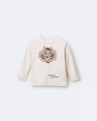 Toddler 'Endless Potential' Tiger Long-Sleeve Pocket Graphic Tee - Cream