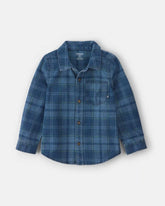 Toddler Boy Plaid Denim Button-Down Shirt - Dark Wash