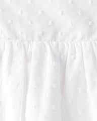 Baby Girl Swiss Dot Ruffle Dress - White