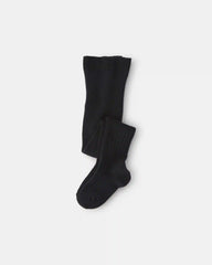 Toddler Girl Ribbed Tights - Black