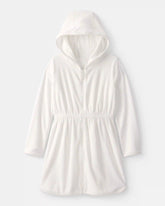 Girls Terry Long-Sleeve Cover Up - White