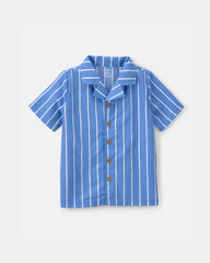 Boys Striped Loose Fit 2-Piece Pajama Set - Blue