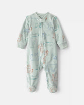 Baby Boy Safari Fleece 2-Way Zip Sleep & Play Pajamas - Green