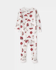 Baby Boy Firetruck 100% Cotton Snug Fit 1-Piece Pajama - White