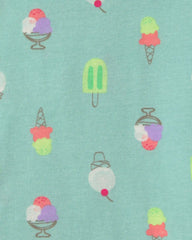 Toddler Girl 'Sweet Squad' Popsicle 100% Cotton 4-Piece Pajama Set - Blue/Green