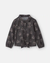 Girls Toddler Girl Heart Twill Long-Sleeve Tie Top - Black