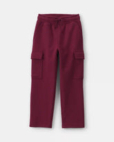 Boys Fleece Cargo Pants - Burgundy
