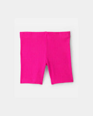 Toddler Girl Ribbed Bike Shorts - Pink