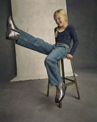 Girls Denim Barrel Jeans - Medium Wash