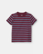Toddler Boy Striped T-Shirt - Burgundy/Blue