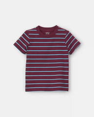 Toddler Boy Striped T-Shirt - Burgundy/Blue