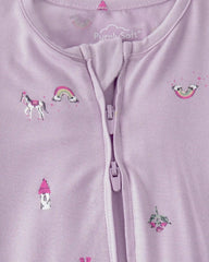 Baby Girl Fairytale 2-Way Zip PurelySoft Footie Sleep & Play Pajama - Purple