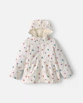 Toddler Girl Floral Hooded Midweight Winter Jacket - Cream
