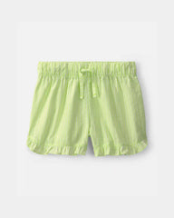 Girls Ruffle-Trim Shorts - Green