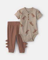 Baby Boy 2-Piece Dinosaur Bodysuit & Pant Set - Brown