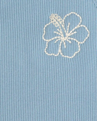 Baby Girl Flower Ribbed Tank Top - Blue
