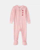 Toddler Girl Ladybug Striped 100% Cotton Snug Fit 1-Piece Pajama - Pink