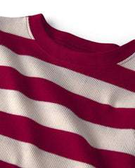 Toddler 2-Piece Organic Cotton Ribbed Pajamas in Stripes