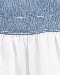 Baby Girl Denim Eyelet Jumper Dress