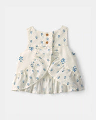 Baby Girl Floral Pelum Top - Ivory