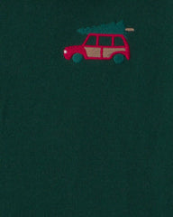 Boys Car Polo Sweater - Olive Green