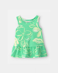 Toddler Girl Floral Peplum Tank Top - Green