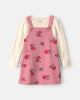 Toddler Girl Floral French Terry Long-Sleeve Dress Set - Pink/Cream