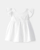 Baby Girl Swiss Dot Ruffle Dress - White