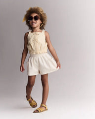 Toddler Girl Fleece Swing Shorts with Pockets - Cream