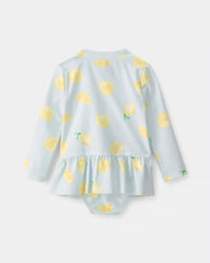 Baby Girl 1-Piece Lemon Rashguard Swimsuit - Blue