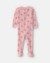 Toddler Girl 1-Piece Floral Thermal Waffle Knit Footed Pyjama - Pink