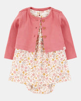 Baby 2-Piece Bodysuit Dress & Cardigan Set