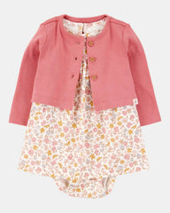 Baby 2-Piece Bodysuit Dress & Cardigan Set