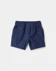 Baby Boy Twill Drawstring Shorts - Navy