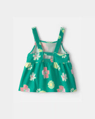 Girls Floral Tank Top - Green